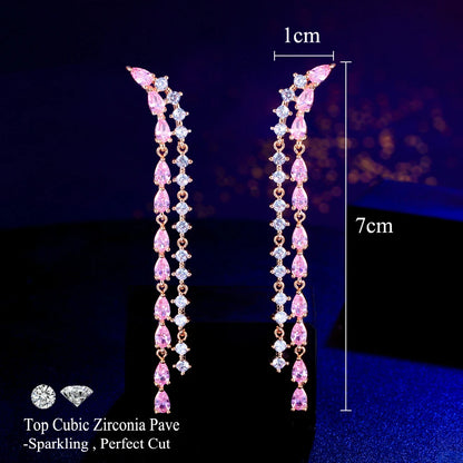 Brillia Pink Tassel Earrings