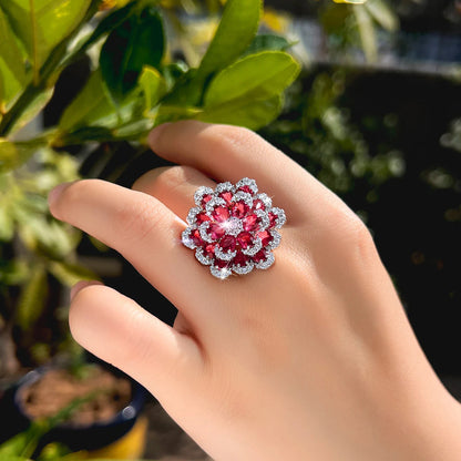 Amara Rose Crystal Flower Ring