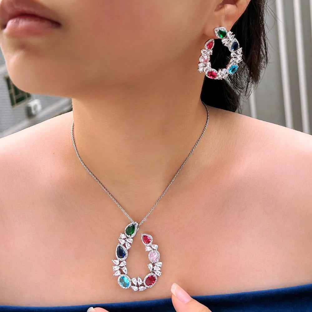 Veridia Leaf Crystal Necklace & Earrings Set