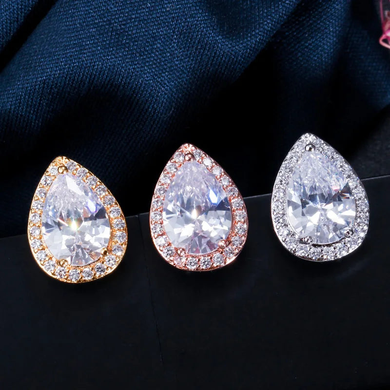 Elodie Pear Crystal Stud Earrings