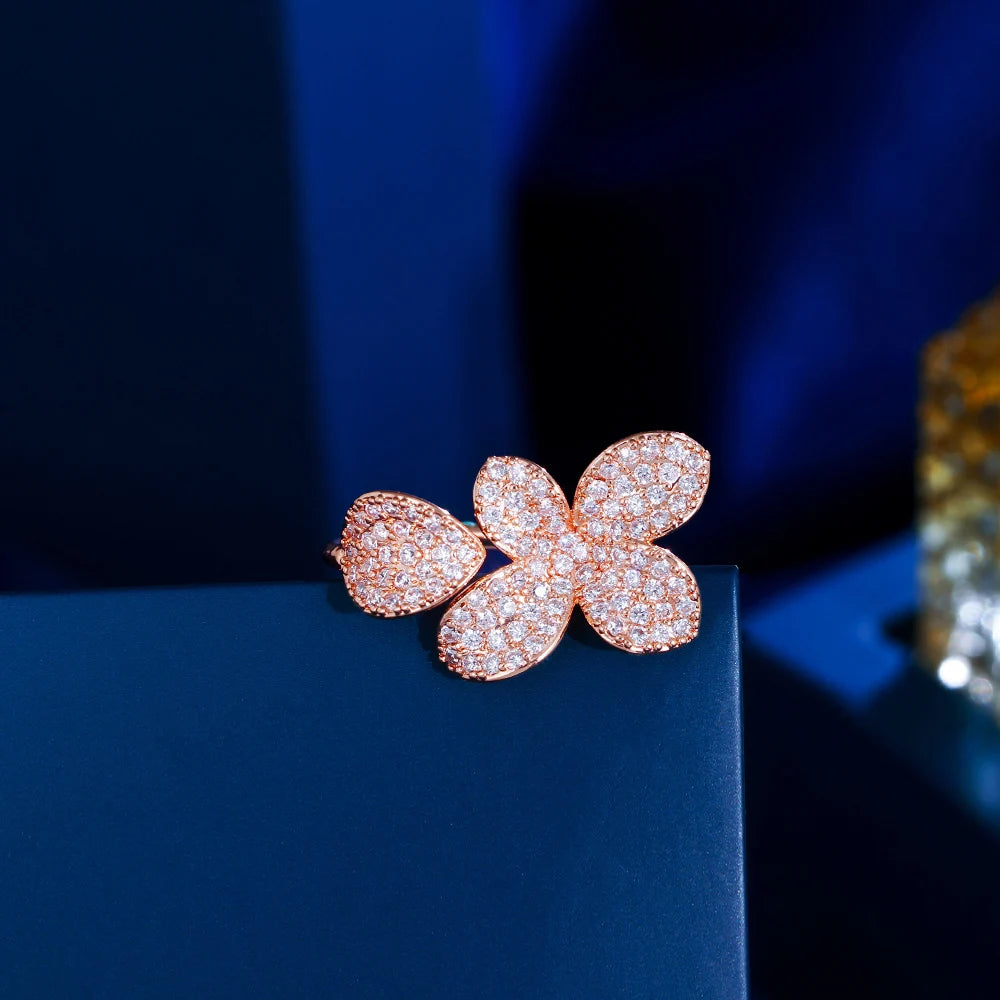 Rosegold Fleur Open Cuff Ring