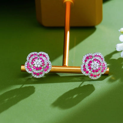 Roselle Flower Stud Earrings