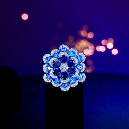 Sapphire Bloom Adjustable Ring