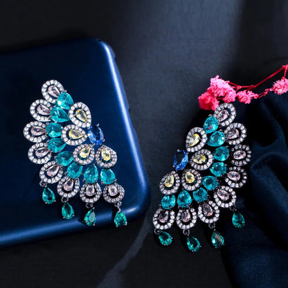Serena Peacock Green Tassel Earrings