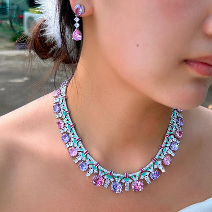 Dahlia Pink & Purple Crystal Jewelry Set