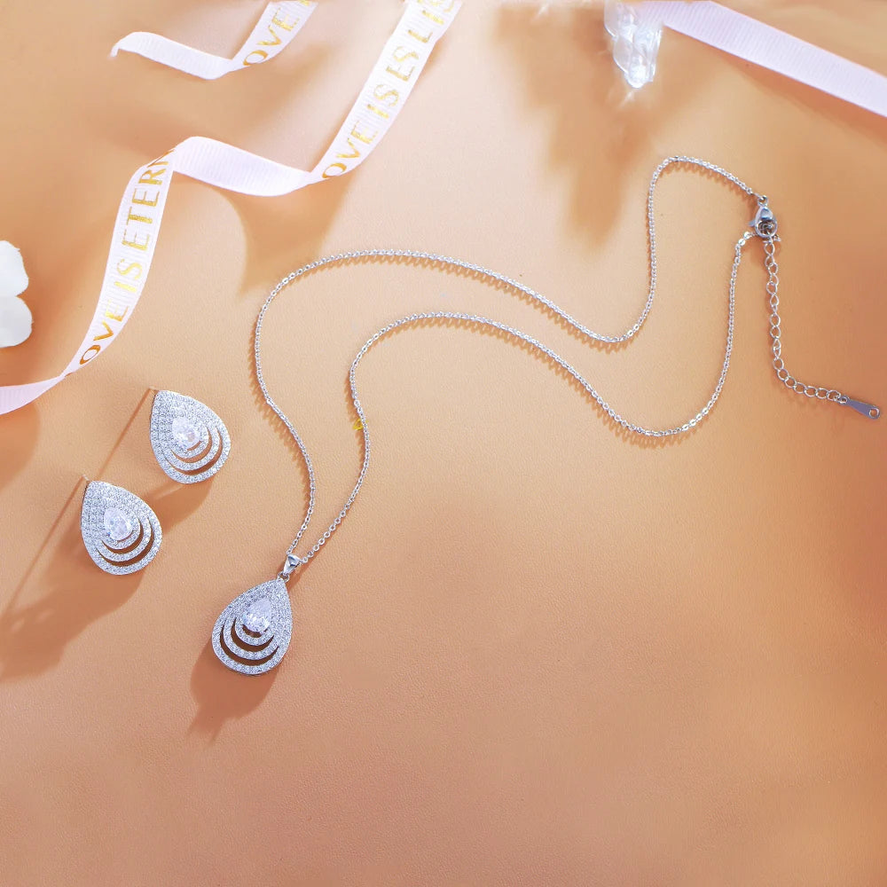 Océane Blue Teardrop Crystal Necklace & Earrings Set