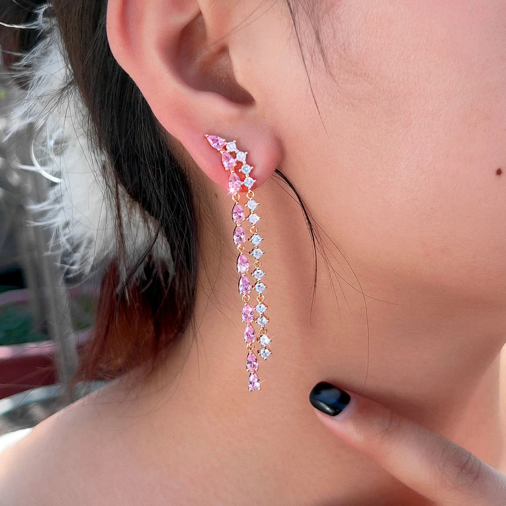 Brillia Pink Tassel Earrings