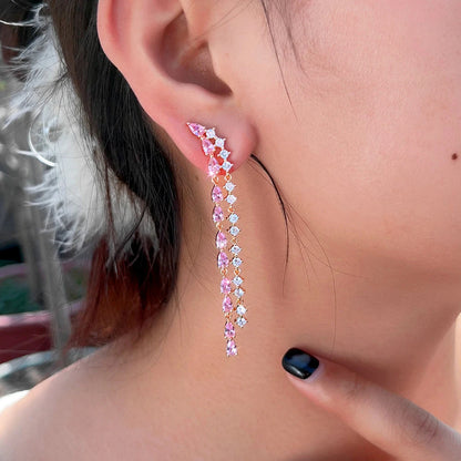 Brillia Pink Tassel Earrings