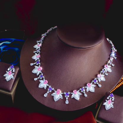 Mirabelle Purple & Pink Crystal Necklace Set