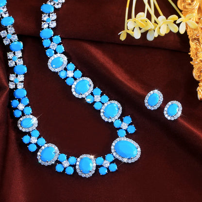 Cyane Turquoise Crystal Jewelry Set