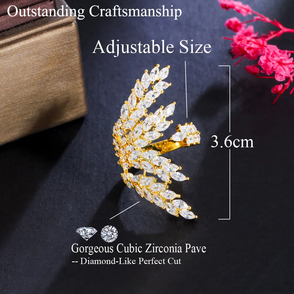 Serena Leaf Crystal Ring