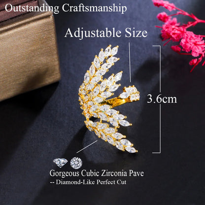 Serena Leaf Crystal Ring
