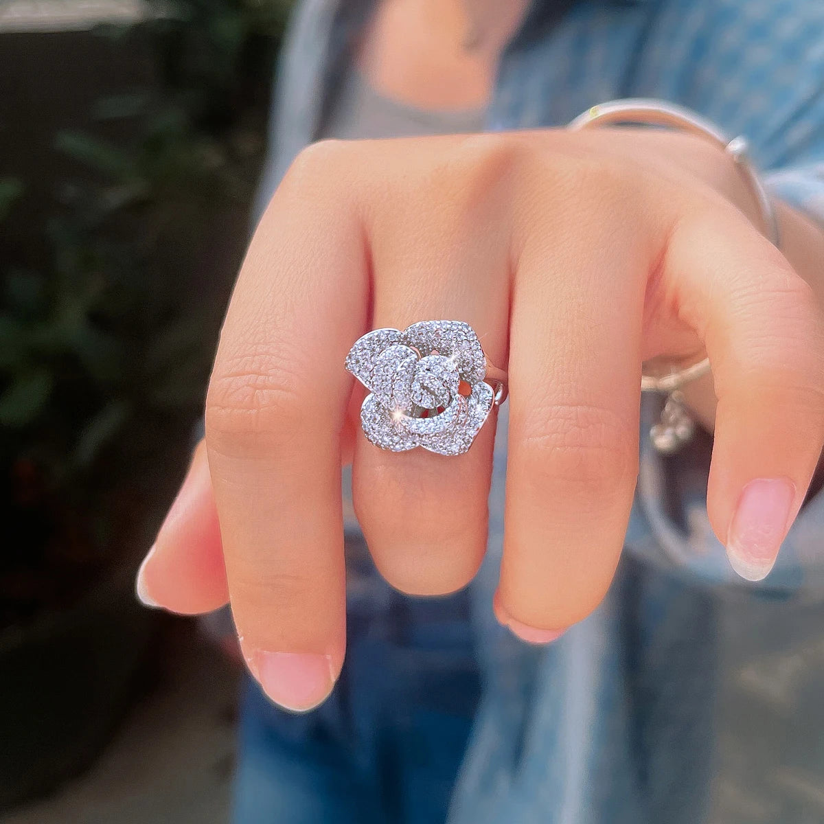 Celeste Bloom Crystal Cocktail Ring