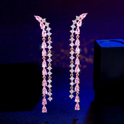 Brillia Pink Tassel Earrings