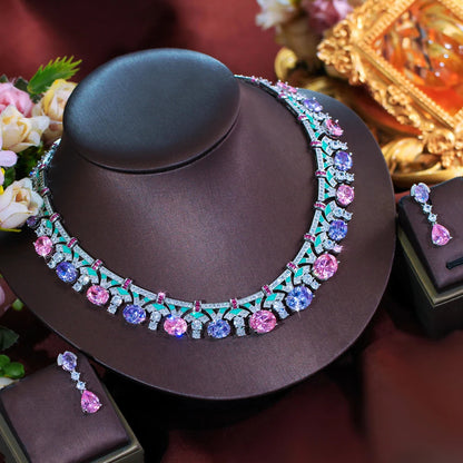 Dahlia Pink & Purple Crystal Jewelry Set