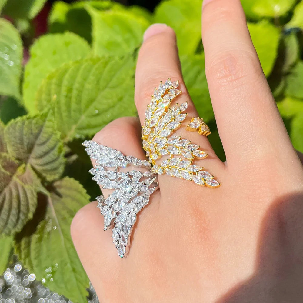 Serena Leaf Crystal Ring