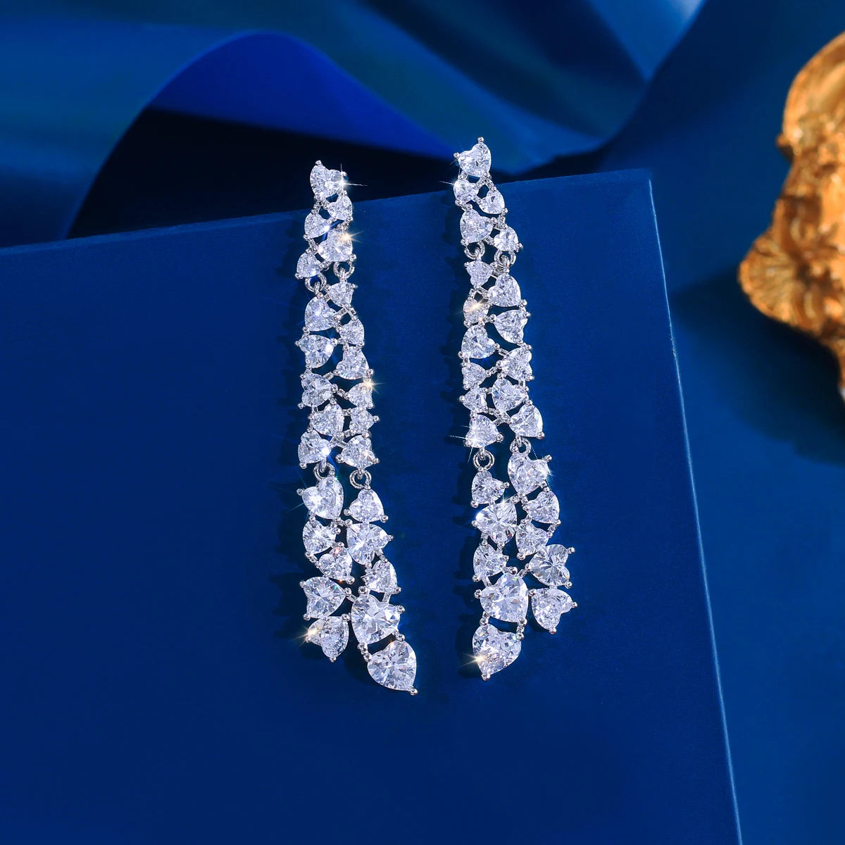 Colette White Heart Crystal Drop Earrings