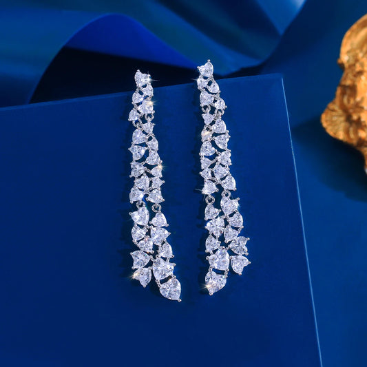 Colette White Heart Crystal Drop Earrings