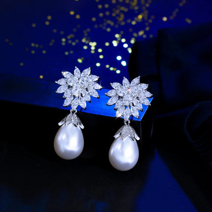 Lunette Pearl Drop Earrings
