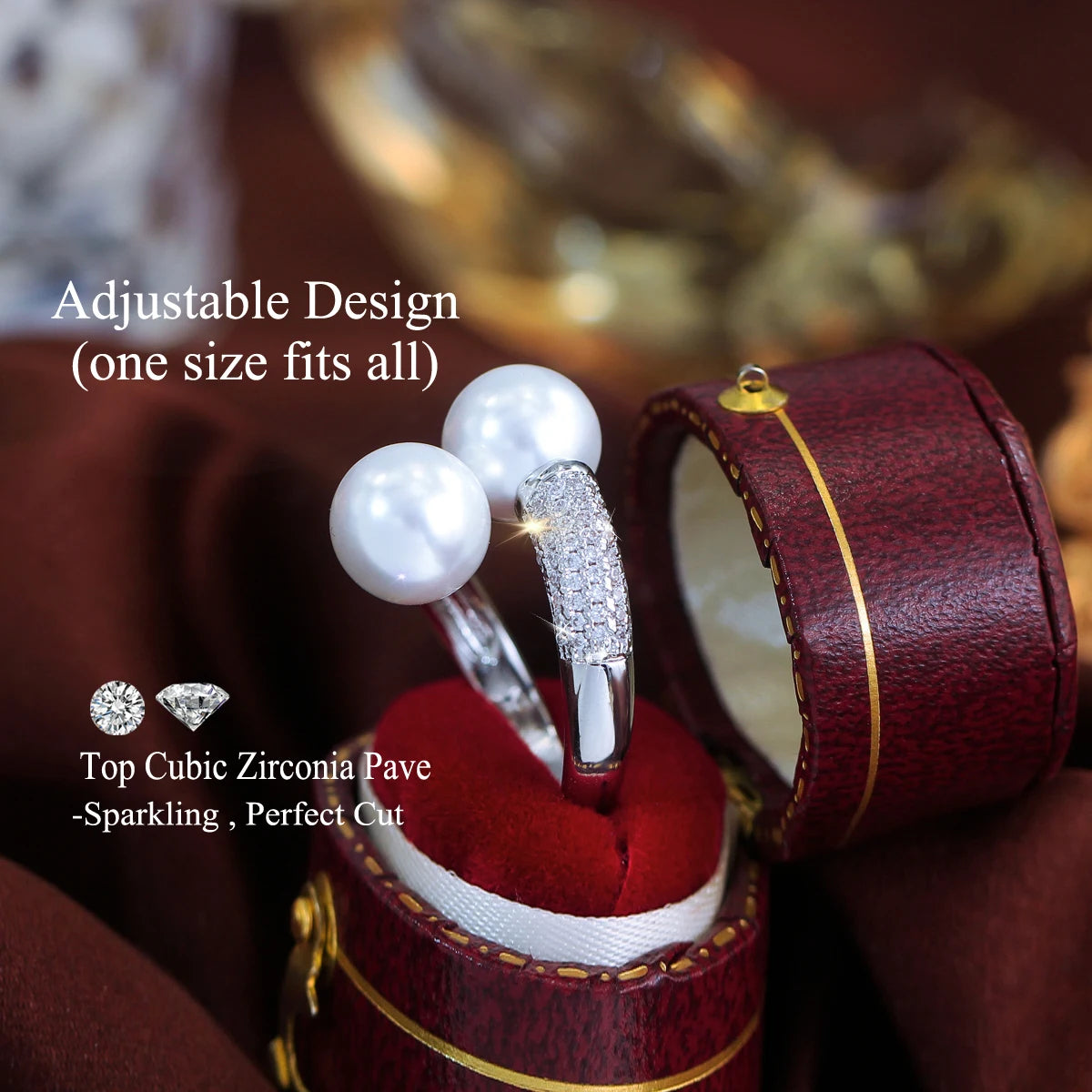 Pearl Duet Pavé Crystal Ring