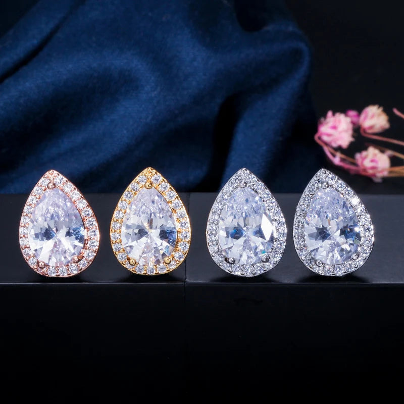 Elodie Pear Crystal Stud Earrings