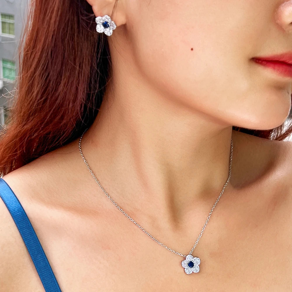 Margaux Pavé Flower Necklace & Earrings Set