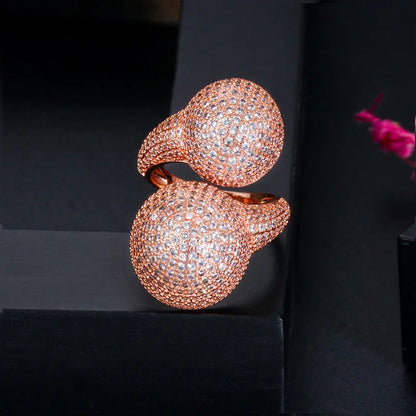 Golden Pavé Sphere Ring