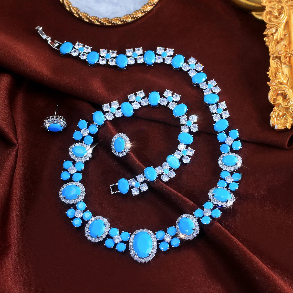 Cyane Turquoise Crystal Jewelry Set