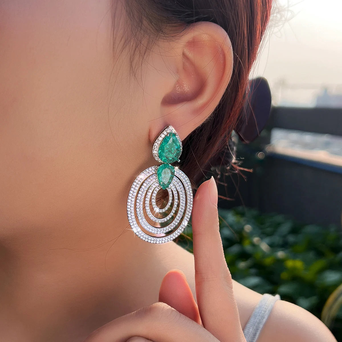 Calypso Turquoise Halo Drop Earrings