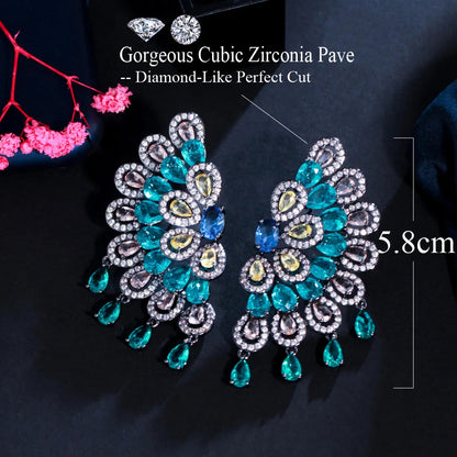 Serena Peacock Green Tassel Earrings