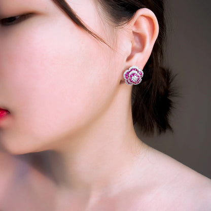 Roselle Flower Stud Earrings