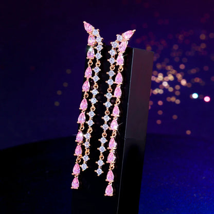 Brillia Pink Tassel Earrings