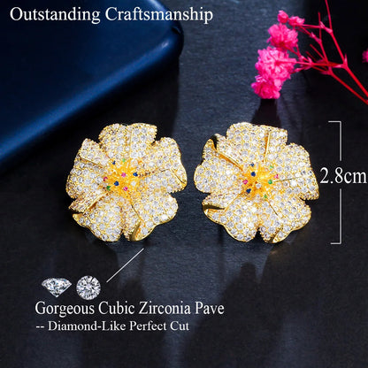 Marigold Pavé Flower Drop Earrings
