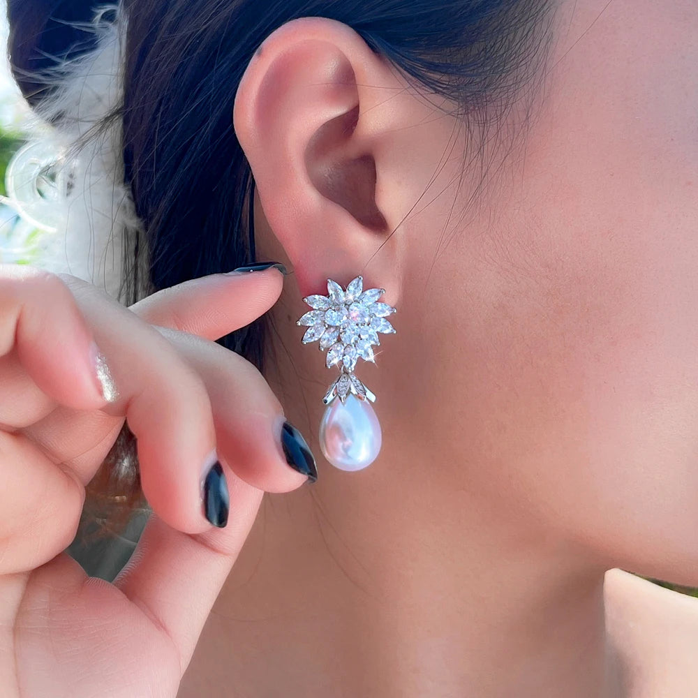Lunette Pearl Drop Earrings