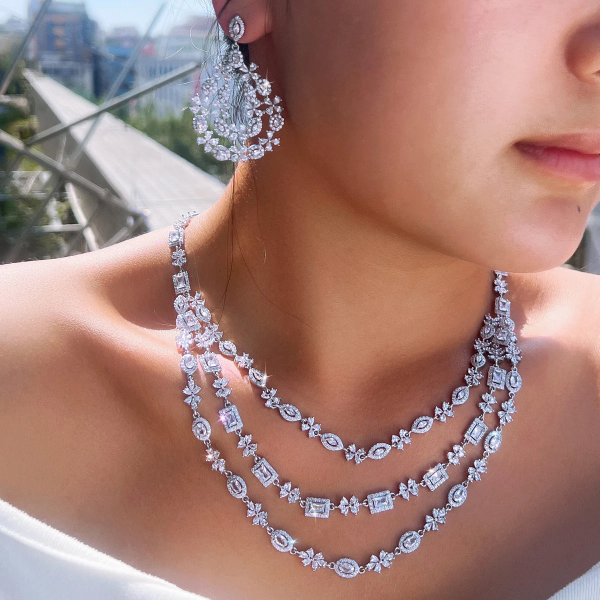 Soraya Layered Crystal Necklace Set