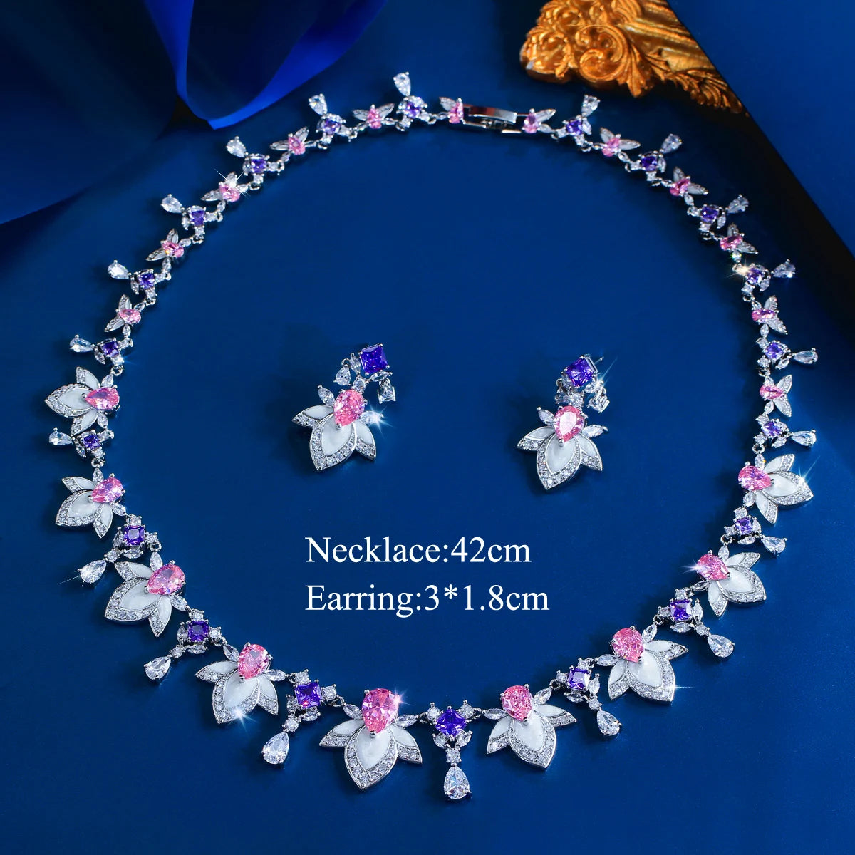 Mirabelle Purple & Pink Crystal Necklace Set