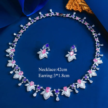 Mirabelle Purple & Pink Crystal Necklace Set