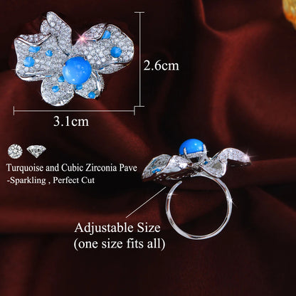Azure Bloom Pavé Cocktail Ring