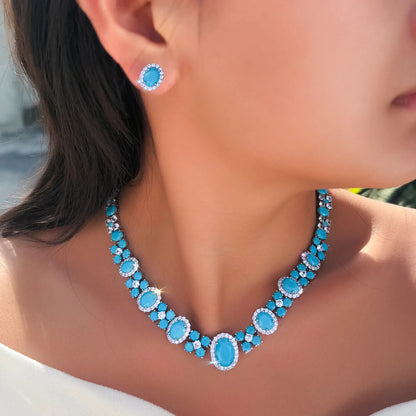 Cyane Turquoise Crystal Jewelry Set
