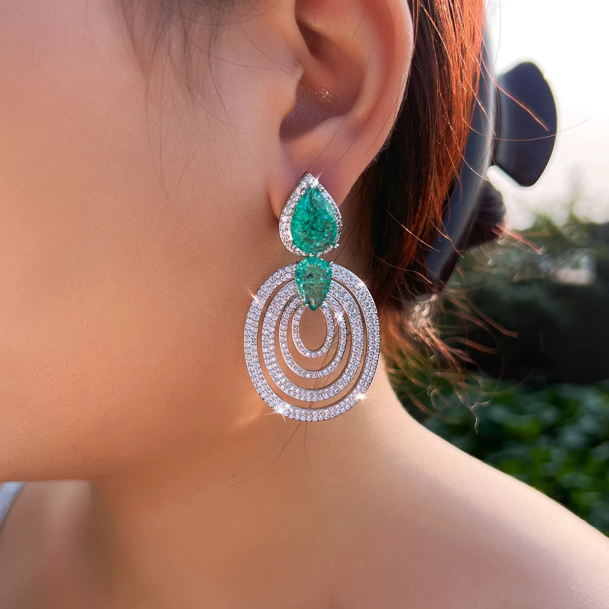 Calypso Turquoise Halo Drop Earrings