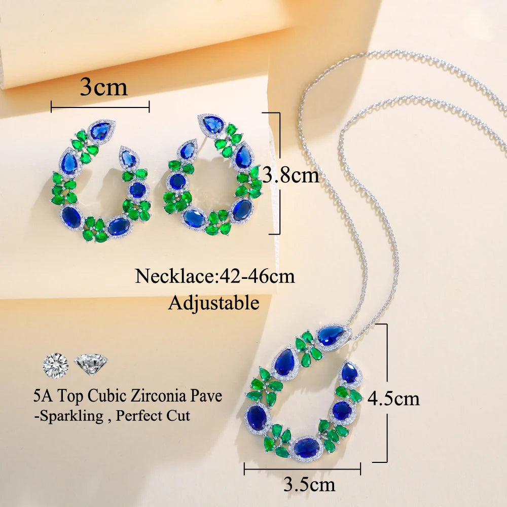 Veridia Leaf Crystal Necklace & Earrings Set
