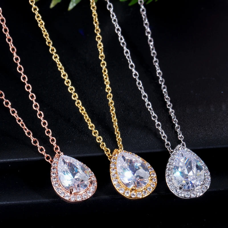 Cléone Teardrop Crystal Necklace & Earrings Set
