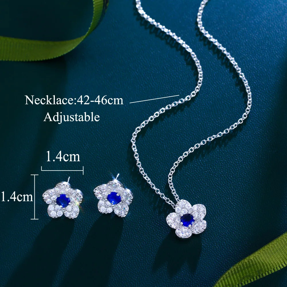 Margaux Pavé Flower Necklace & Earrings Set