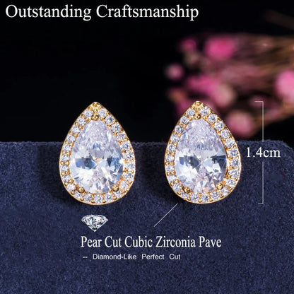 Elodie Pear Crystal Stud Earrings