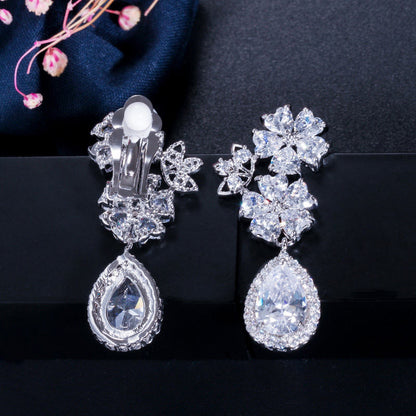 Clarette Bridal Flower Clip-On Earrings