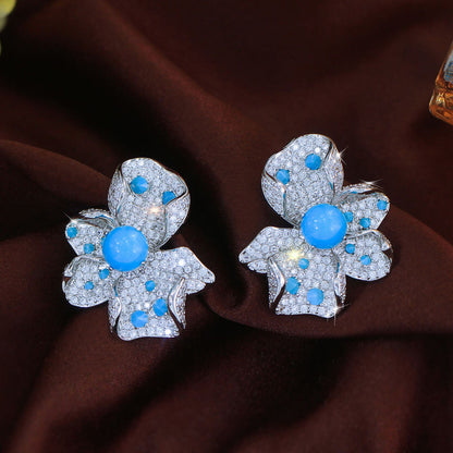 Azura Pavé Floral Drop Earrings