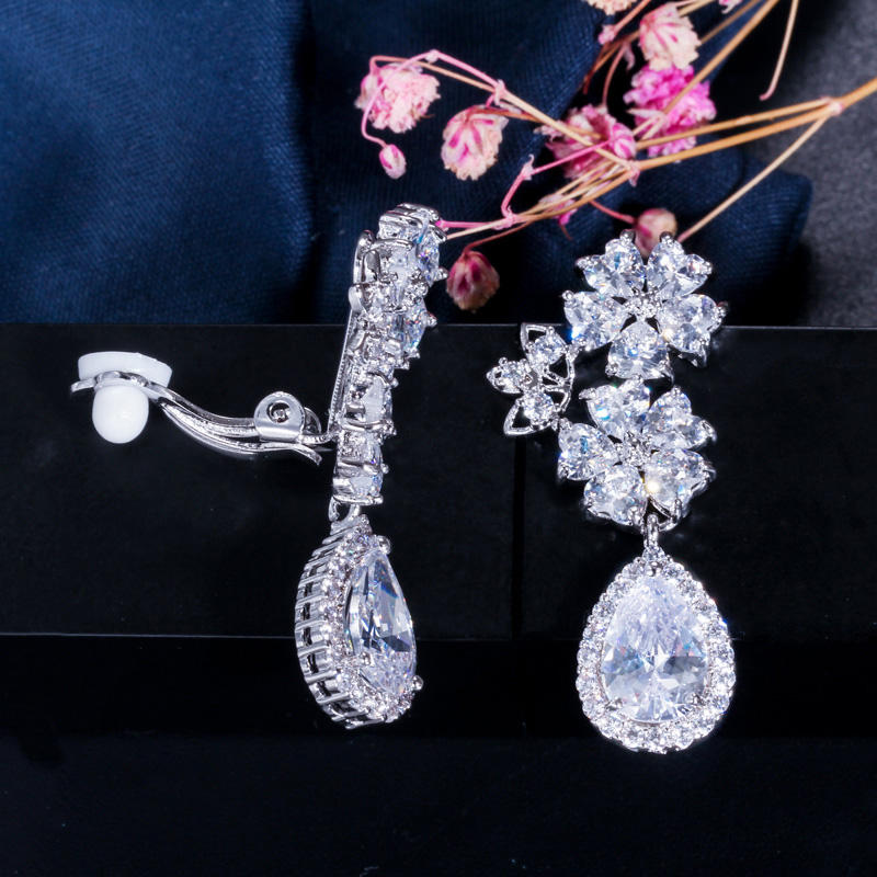 Clarette Bridal Flower Clip-On Earrings
