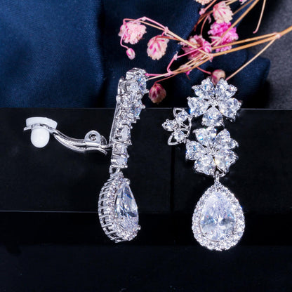 Clarette Bridal Flower Clip-On Earrings