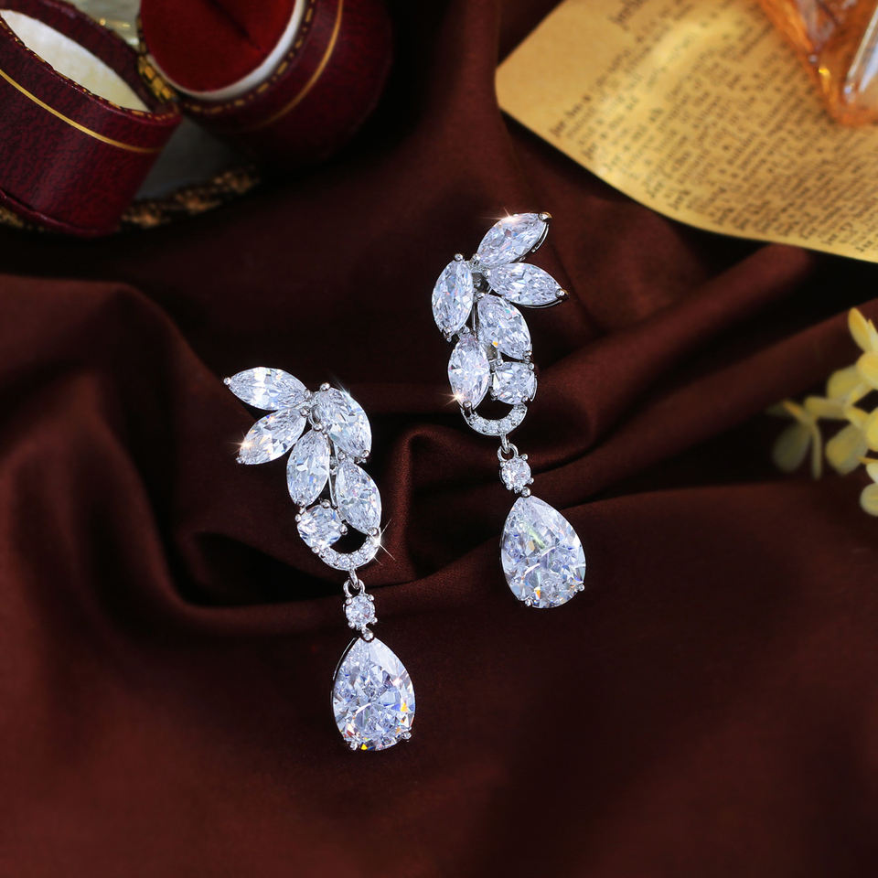 Elise Crystal Water Drop Clip-On Earrings