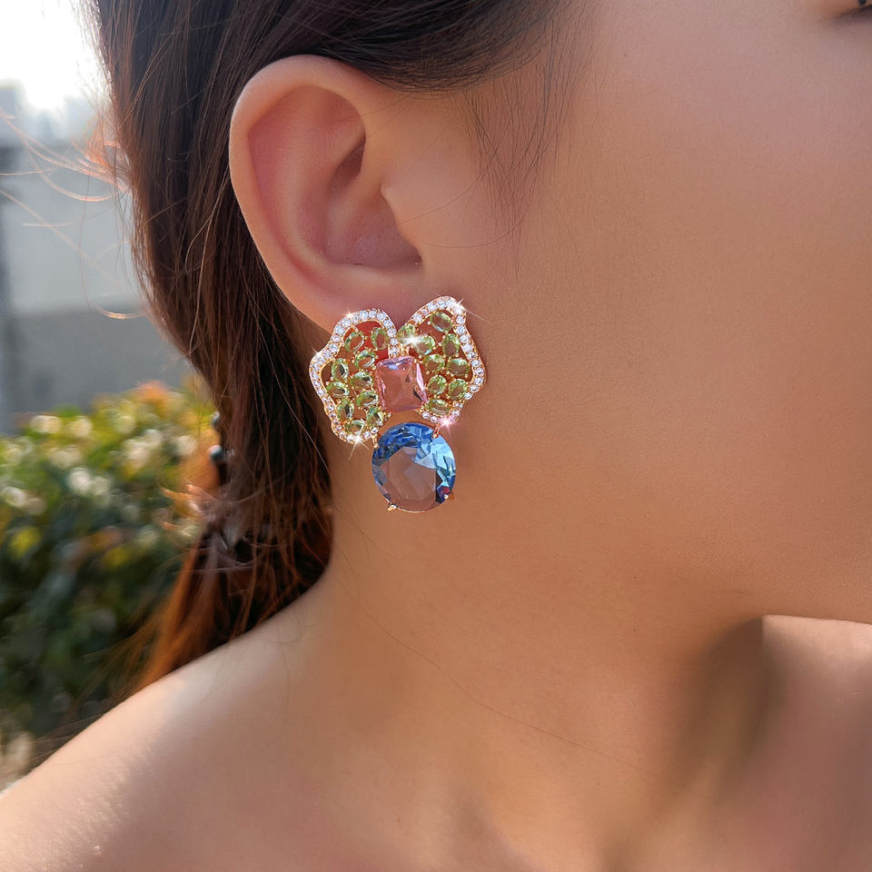 Fiorella Crystal Bow Drop Earrings